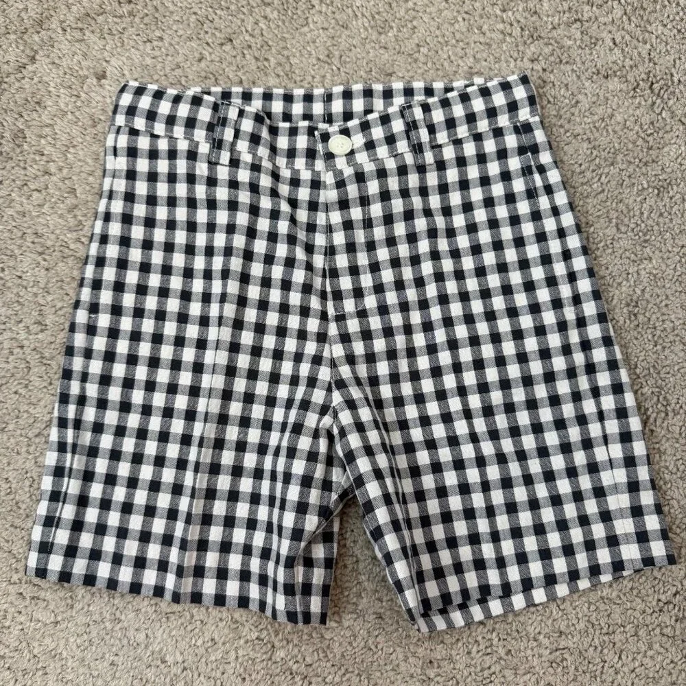 Kenzo Kids‎ Logo Tag Gingham Check-Print Shorts Boys Size 4A/102 Black & White